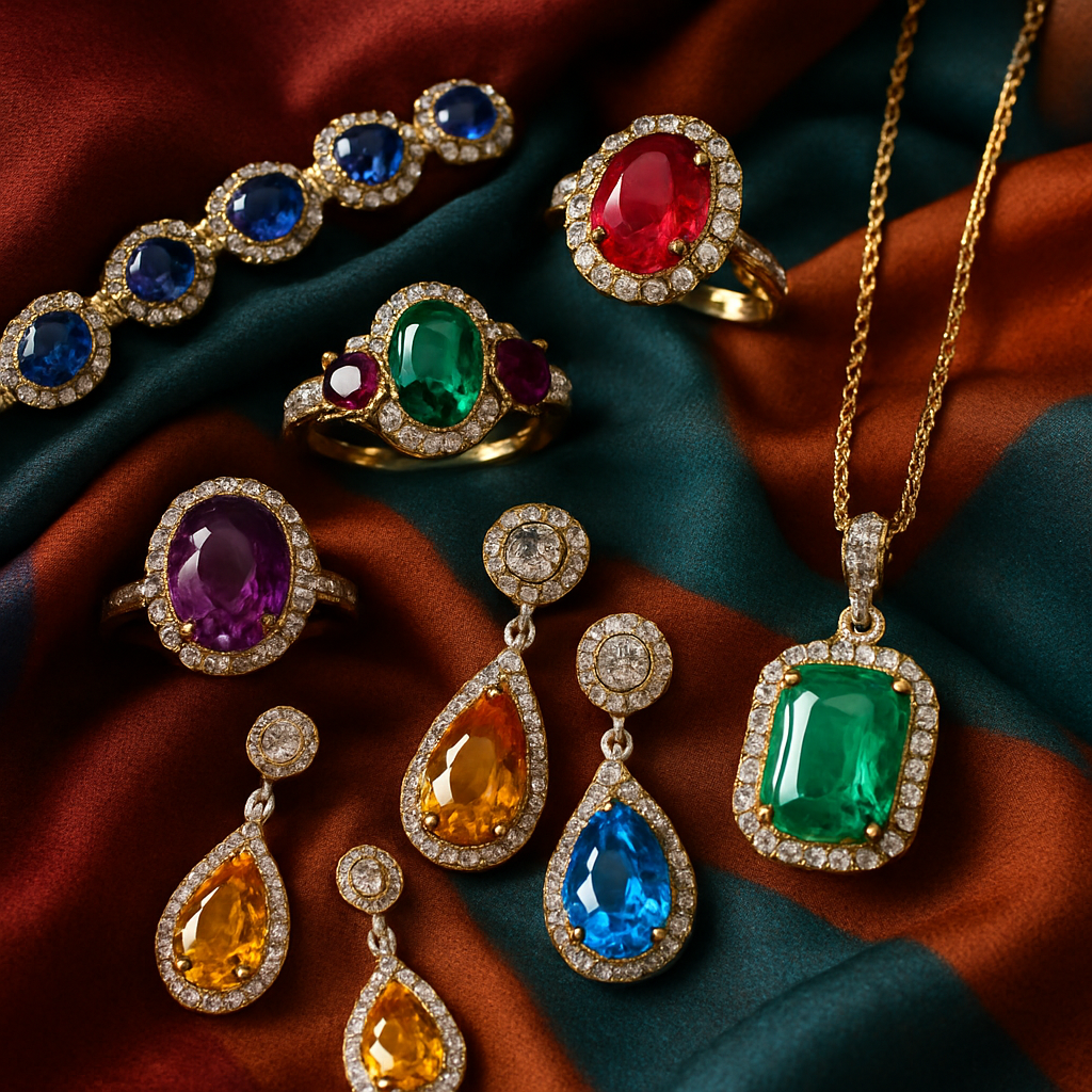 Colección de joyas con piedras preciosas